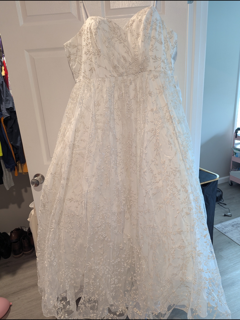 Adore Ivory and Gold Beaded Strapless A-Line Wedding Dress